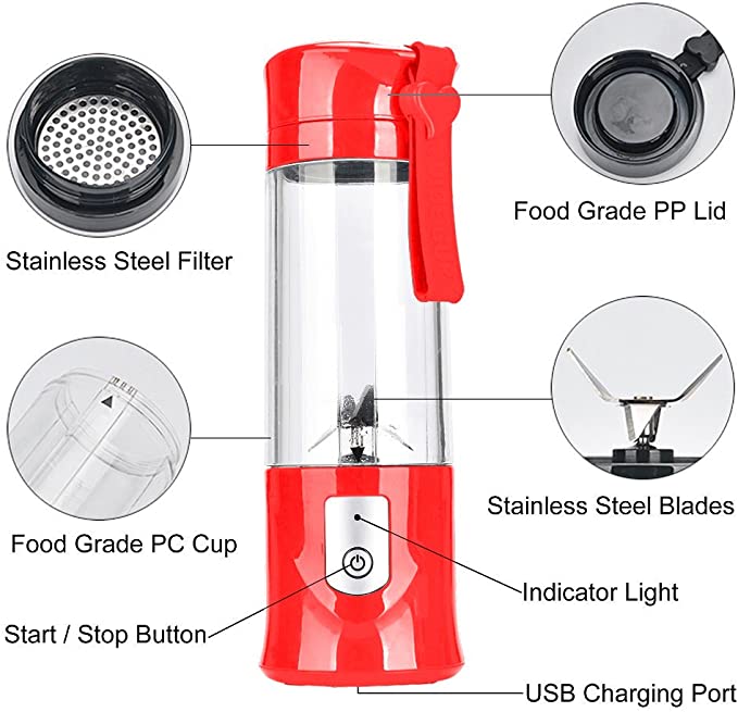 Mixeur Portable, Rechargeable Avec 6 Lames